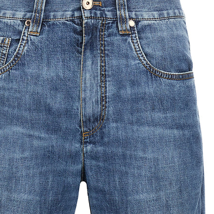 Brunello Cucinelli Blue Cotton Straight-Leg Jeans
