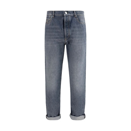 Brunello Cucinelli Gray Cotton Straight-Leg Jeans