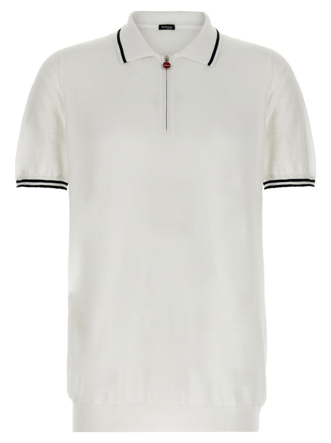 Kiton White Cotton Polo Shirt