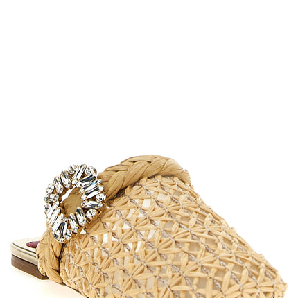 Roger Vivier Beige Raffia Mules