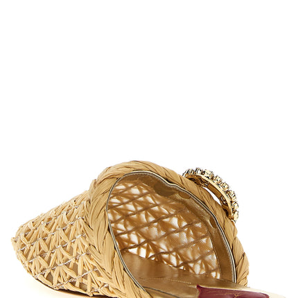 Roger Vivier Beige Raffia Mules