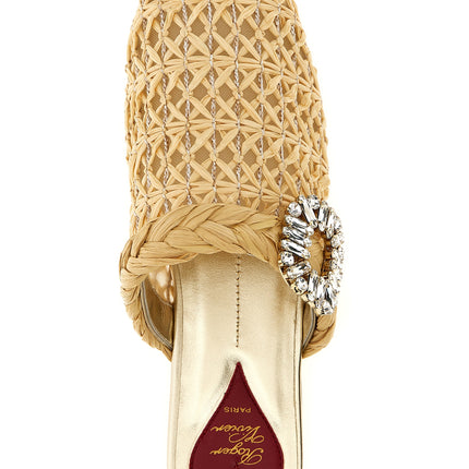 Roger Vivier Beige Raffia Mules