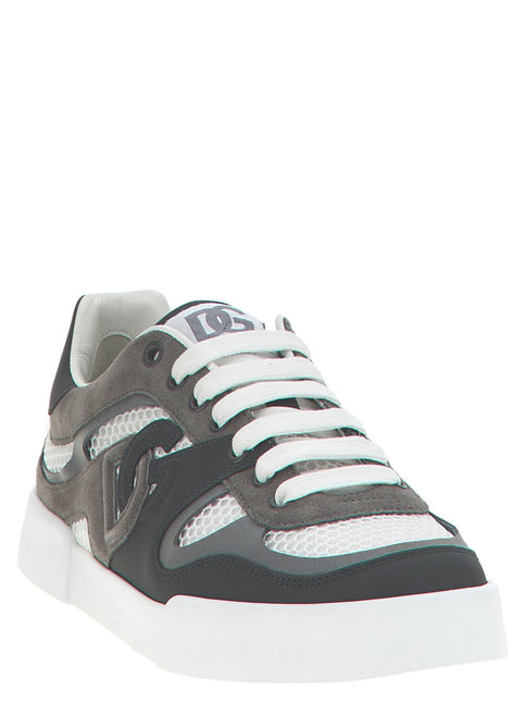 Dolce & Gabbana Gray Calfskin Athletic Sneakers
