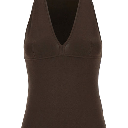 Max Mara Brown Viscose Sleeveles T-Shirt