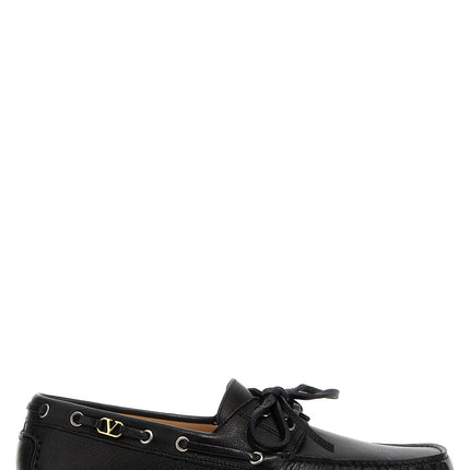 Valentino Garavani Black Buffalo Leather Slip-On Loafers