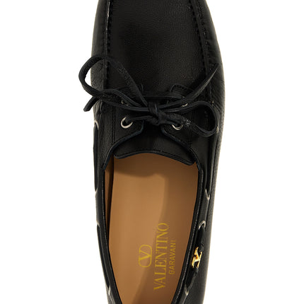 Valentino Garavani Black Buffalo Leather Slip-On Loafers
