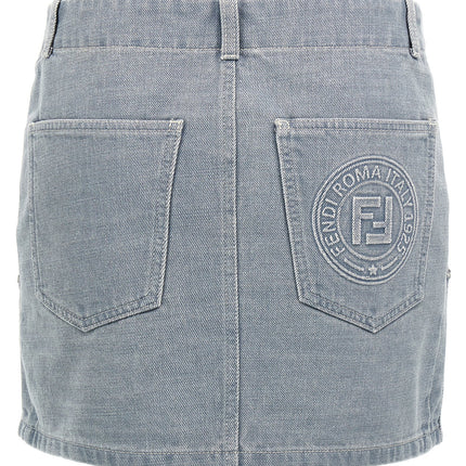 Fendi Gray Cotton Long Skirt
