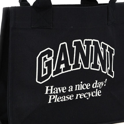 Ganni Bicolor Recycled Cotton Tote Bag