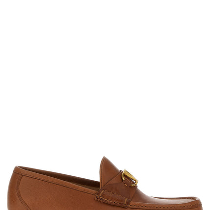 Valentino Garavani Brown Leather Slip-On Loafers