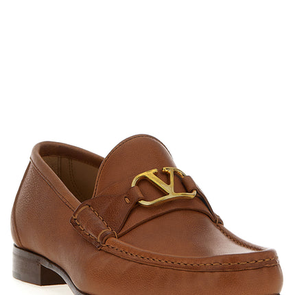 Valentino Garavani Brown Leather Slip-On Loafers