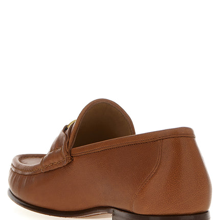 Valentino Garavani Brown Leather Slip-On Loafers