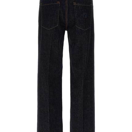 Fendi Blue Cotton Straight-Leg Jeans
