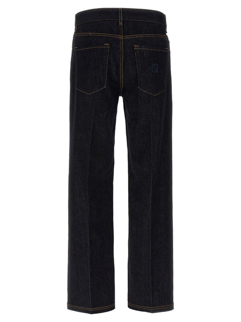 Fendi Blue Cotton Straight-Leg Jeans