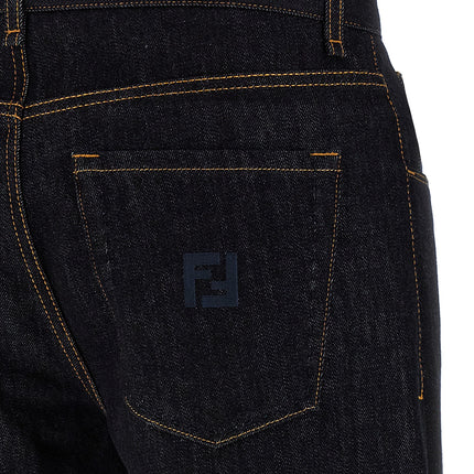 Fendi Blue Cotton Straight-Leg Jeans