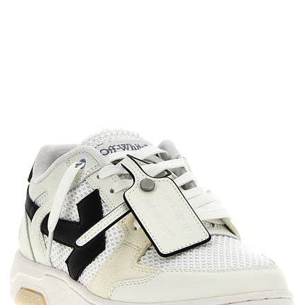 Off-White Bicolor Bovine Leather Athletic Sneakers