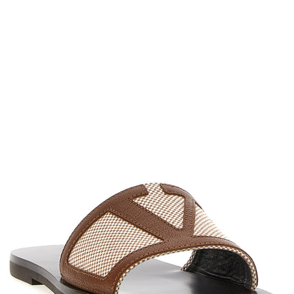 Valentino Garavani Brown Cotton Slides