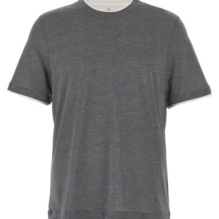 Brunello Cucinelli Gray Silk T-Shirt