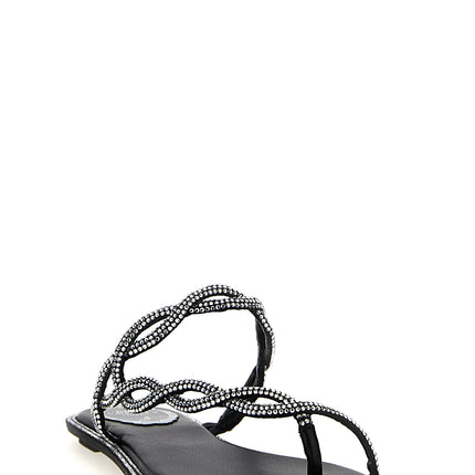 RENE CAOVILLA Black Satin Slides