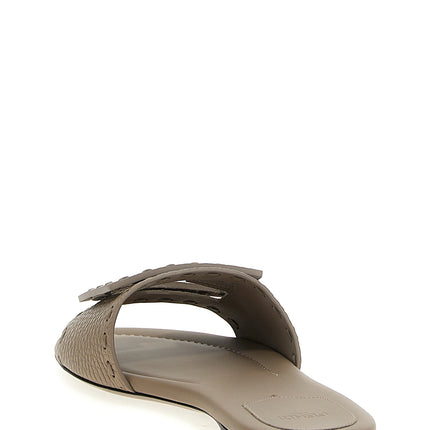Fendi Gray Calfskin Slides