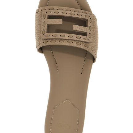 Fendi Gray Calfskin Slides
