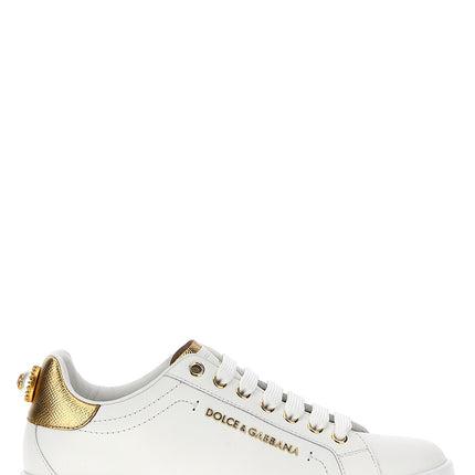 Dolce & Gabbana Gold Calfskin Low Top Sneakers