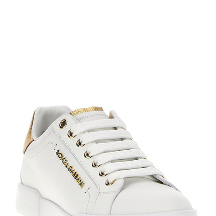 Dolce & Gabbana Gold Calfskin Low Top Sneakers