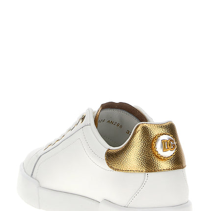 Dolce & Gabbana Gold Calfskin Low Top Sneakers