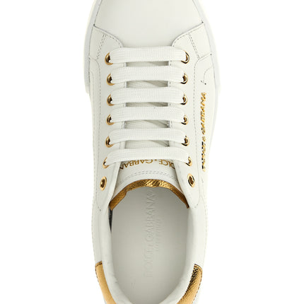 Dolce & Gabbana Gold Calfskin Low Top Sneakers