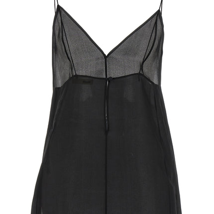 Khaite Black Silk Tank Tops