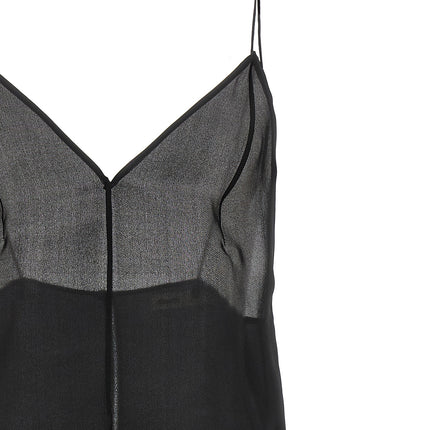 Khaite Black Silk Tank Tops
