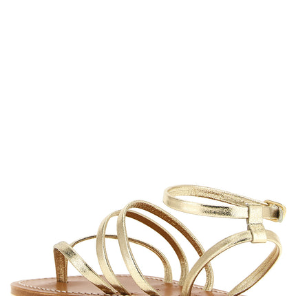 K.JACQUES SAINT TROPEZ Gold Cowhide Flat Sandals