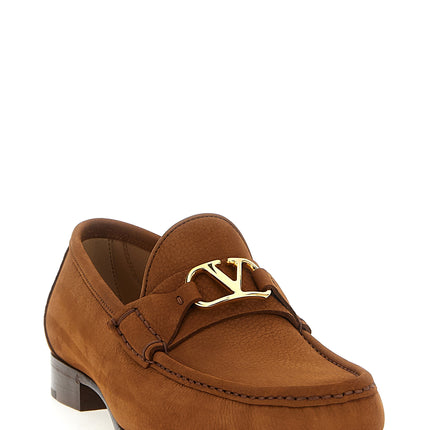 Valentino Garavani Brown Calfskin Slip-On Loafers