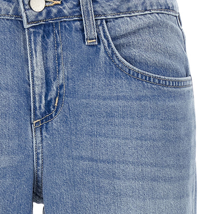 L'Agence Blue Cotton Straight-Leg Jeans