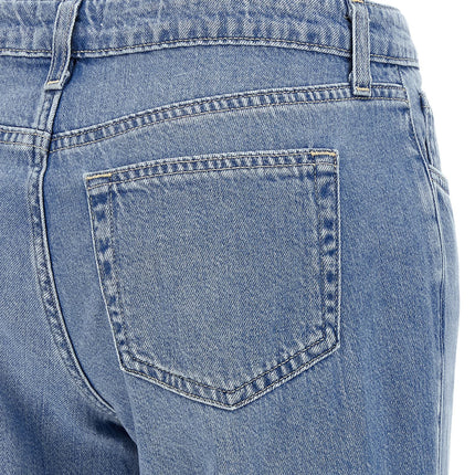 L'Agence Blue Cotton Straight-Leg Jeans