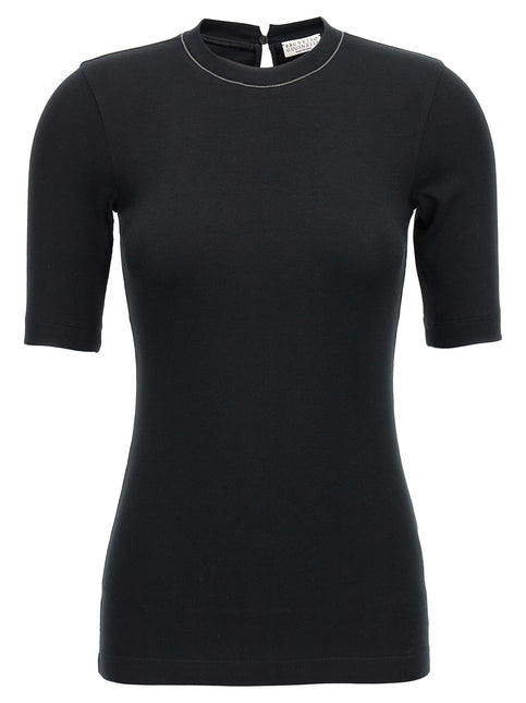 Brunello Cucinelli Black Cotton T-Shirt