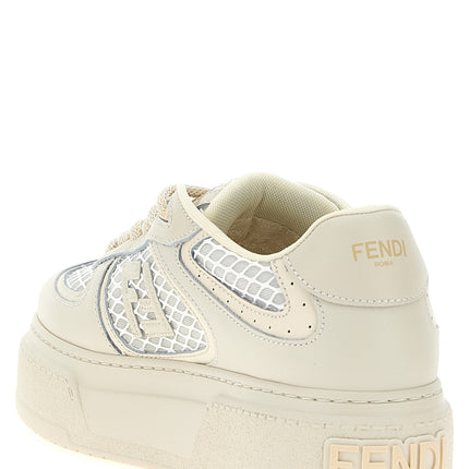 Fendi Beige Calfskin Platform Sneakers