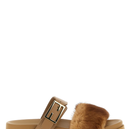 Fendi Brown Leather Slides