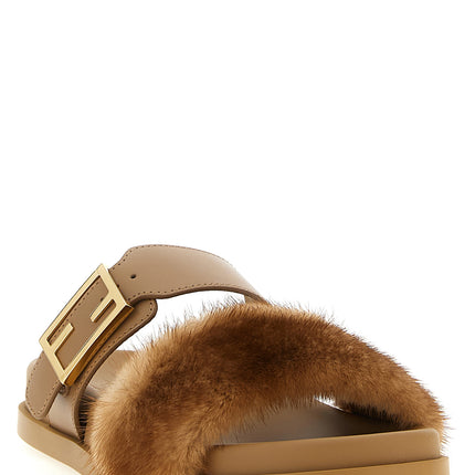 Fendi Brown Leather Slides