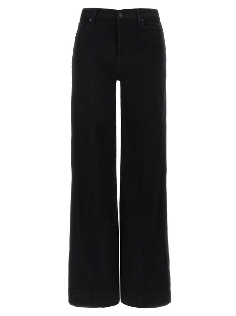 7 For All Mankind Black Cotton Flared Jeans