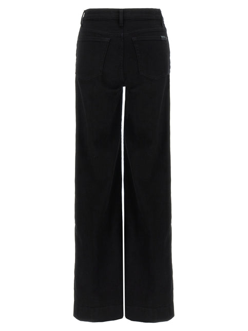 7 For All Mankind Black Cotton Flared Jeans