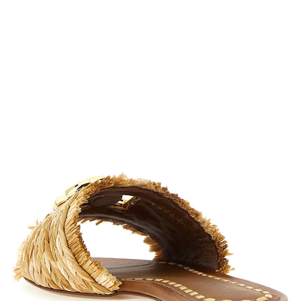 Dolce & Gabbana Brown Raffia Slides