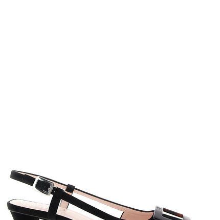 Roger Vivier Black Goatskin Mid Heel Pumps