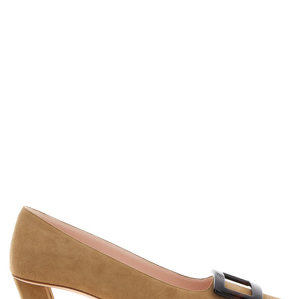 Roger Vivier Beige Goatskin Mid Heel Pumps