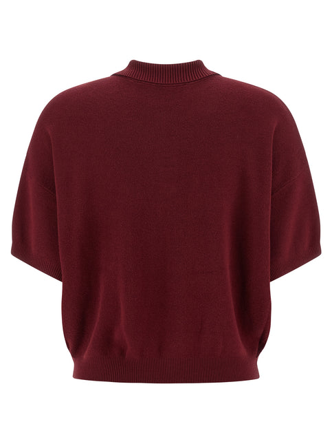 ROTATE BIRGER CHRISTENSEN Bordeaux Mohair Polo Shirt