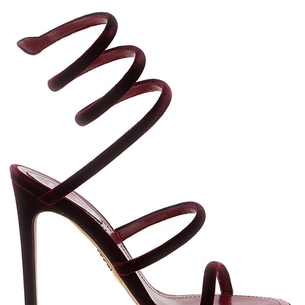 RENE CAOVILLA Bordeaux Textile Stiletto Heel Sandals
