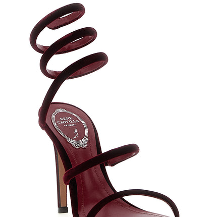 RENE CAOVILLA Bordeaux Textile Stiletto Heel Sandals