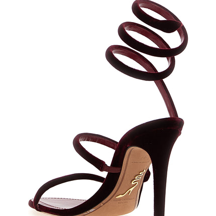 RENE CAOVILLA Bordeaux Textile Stiletto Heel Sandals