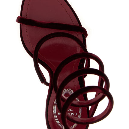 RENE CAOVILLA Bordeaux Textile Stiletto Heel Sandals