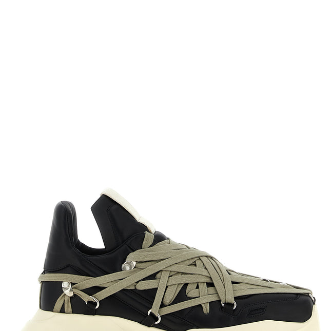 Rick Owens Black Calfskin Athletic Sneakers