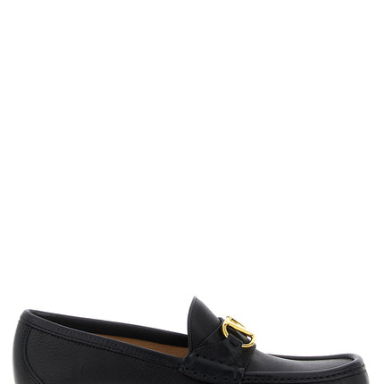 Valentino Garavani Black Buffalo Leather Slip-On Loafers